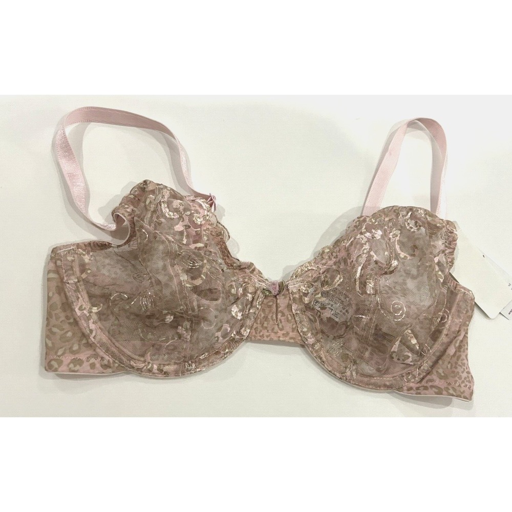 Lunaire Y2K Unlined Lace Bra Pink Sheer Whimsi Fairy Romantic‎ 90s Coquette 36C